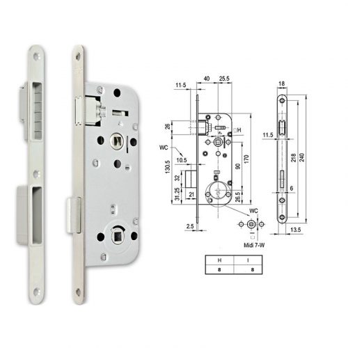 Elzett wc zár bevéső 7cm 40/90 magnet midi 7-w inox