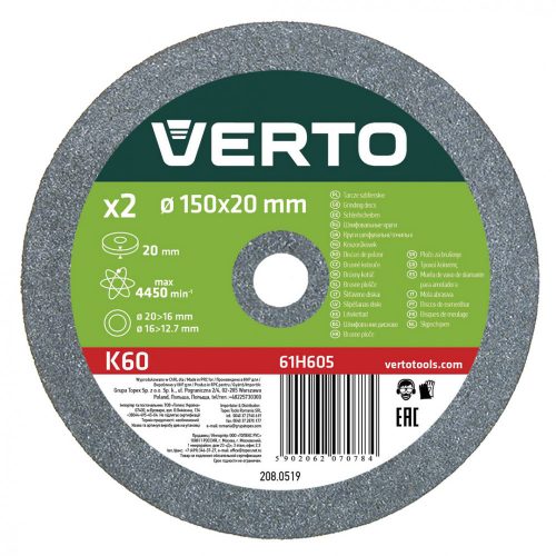 Verto köszörűkorong 150x16x20mm /12,7/ 2db!