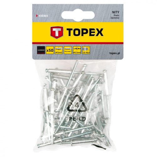 Topex popszegecs 4.0x12mm 50db