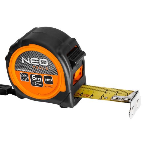 Neo Tools mérőszalag 5m/25mm gumis mágneses